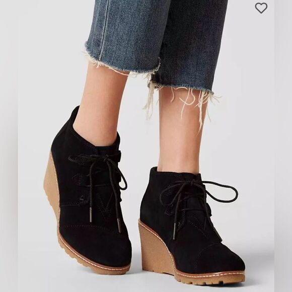 TOMS Desert Leather Wedge Shoe Size 9,5 - Picture 1 of 11